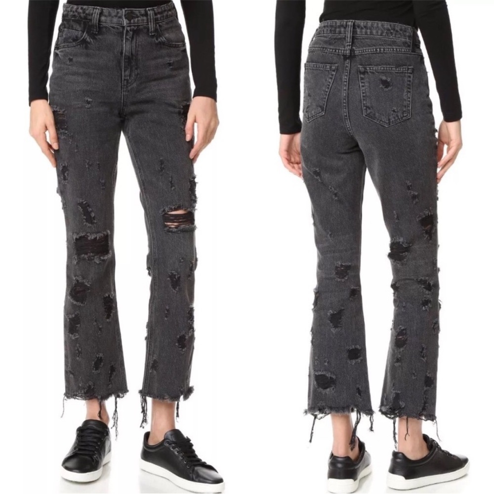 Alexander Wang Grind Grey Scratch Denim Jeans 25
